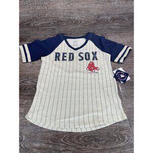 Girls Short Sleeve Boston Red Sox T-Shirt OffWhite/Blue/ XS/4-5